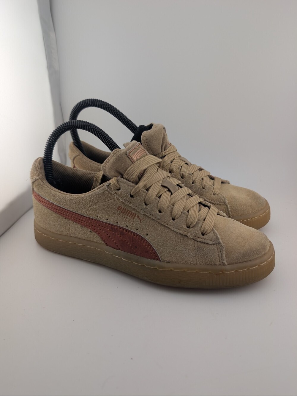 Puma 4.5c Tan Suede Sneakers Kids Beige Brown Shoes 4.5 C Flat Skater Casual